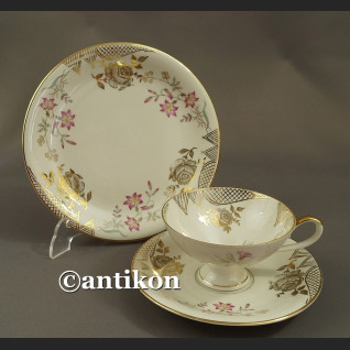 Filiżanka kolekcjonerska stara bawarska porcelana trio złote róże