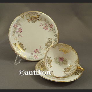 Filiżanka kolekcjonerska stara bawarska porcelana trio złote róże Filiżanka kolekcjonerska stara bawarska porcelana trio złote róże