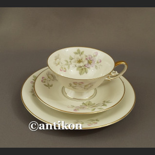 Śniadaniówka filiżanka kolekcjonerska Kwitnąca wiosna stara bawarska porcelana trio