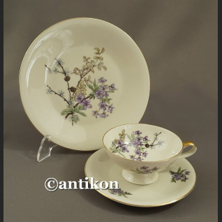 Piękny zestaw śniadaniowy porcelanowe trio Hertel Jacob