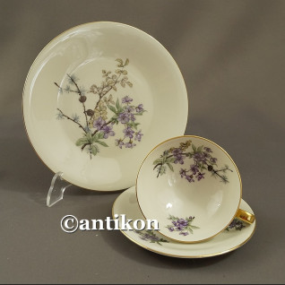 Piękny zestaw śniadaniowy porcelanowe trio Hertel Jacob