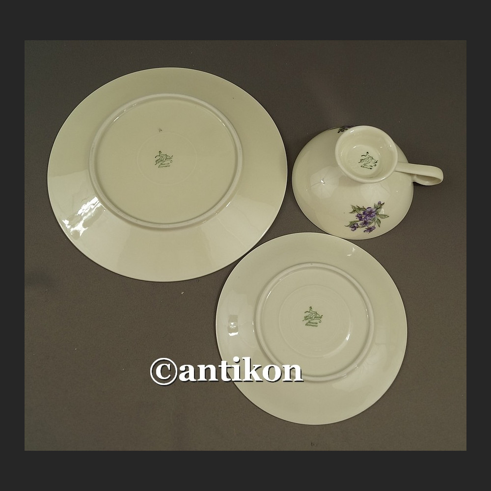 Piękny zestaw śniadaniowy porcelanowe trio Hertel Jacob