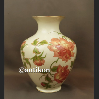Wazon Rosenthal wielki biały z różami cudowny wzór Rigoletto ok. 1940 r.