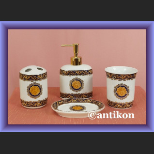 Akcesoria łazienkowe zestaw z porcelany mydelniczka dozownik kubek porcelana Limoges 