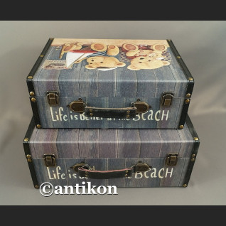 Walizki vintage z misiami komplet dekoracyjnych pudeł Walizki vintage z misiami komplet dekoracyjnych pudeł