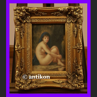 PIĘKNA DZIEWCZYNA AKT OBRAZ OLEJNY ZŁOCONA RAMA