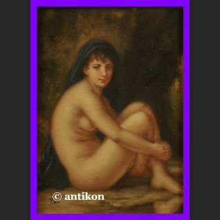 PIĘKNA DZIEWCZYNA AKT OBRAZ OLEJNY ZŁOCONA RAMA