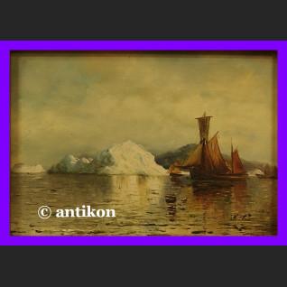 Góra lodowa obraz olejny złocona rama Góra lodowa obraz olejny złocona rama