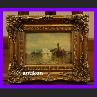 Góra lodowa obraz olejny złocona rama Góra lodowa obraz olejny złocona rama