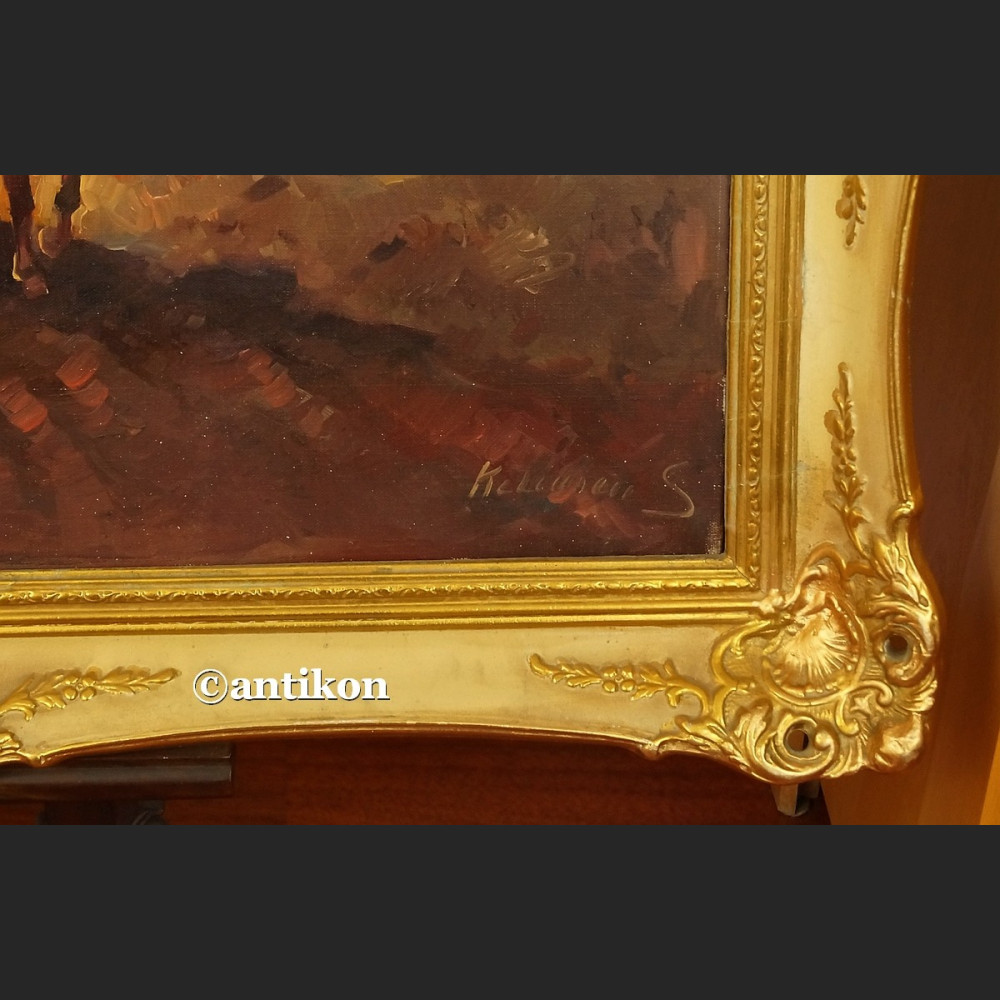 Obraz olejny trojka konie  ok 1900 