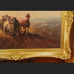 Obraz olejny trojka konie  ok 1900