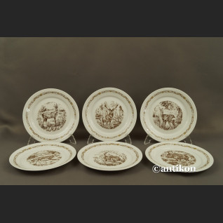 Talerze deserowe motywy myśliwskie niemiecka porcelana 