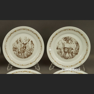 Talerze deserowe motywy myśliwskie niemiecka porcelana 