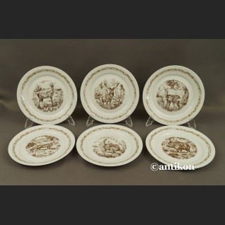 Talerze deserowe motywy myśliwskie niemiecka porcelana 