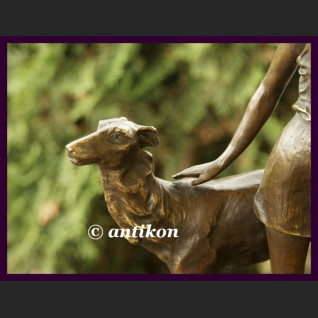 AMZONKA Z CHARTEM BRĄZ ART DECO SYGNOWANA RZEŹBA CUDO AMZONKA Z CHARTEM BRĄZ ART DECO SYGNOWANA RZEŹBA CUDO