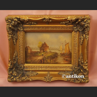 Obraz olejny holender na brzegu kanału