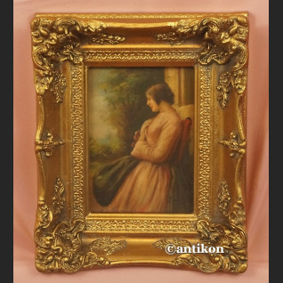 Obraz olejny portret przy oknie