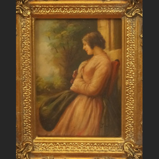 Obraz olejny portret przy oknie