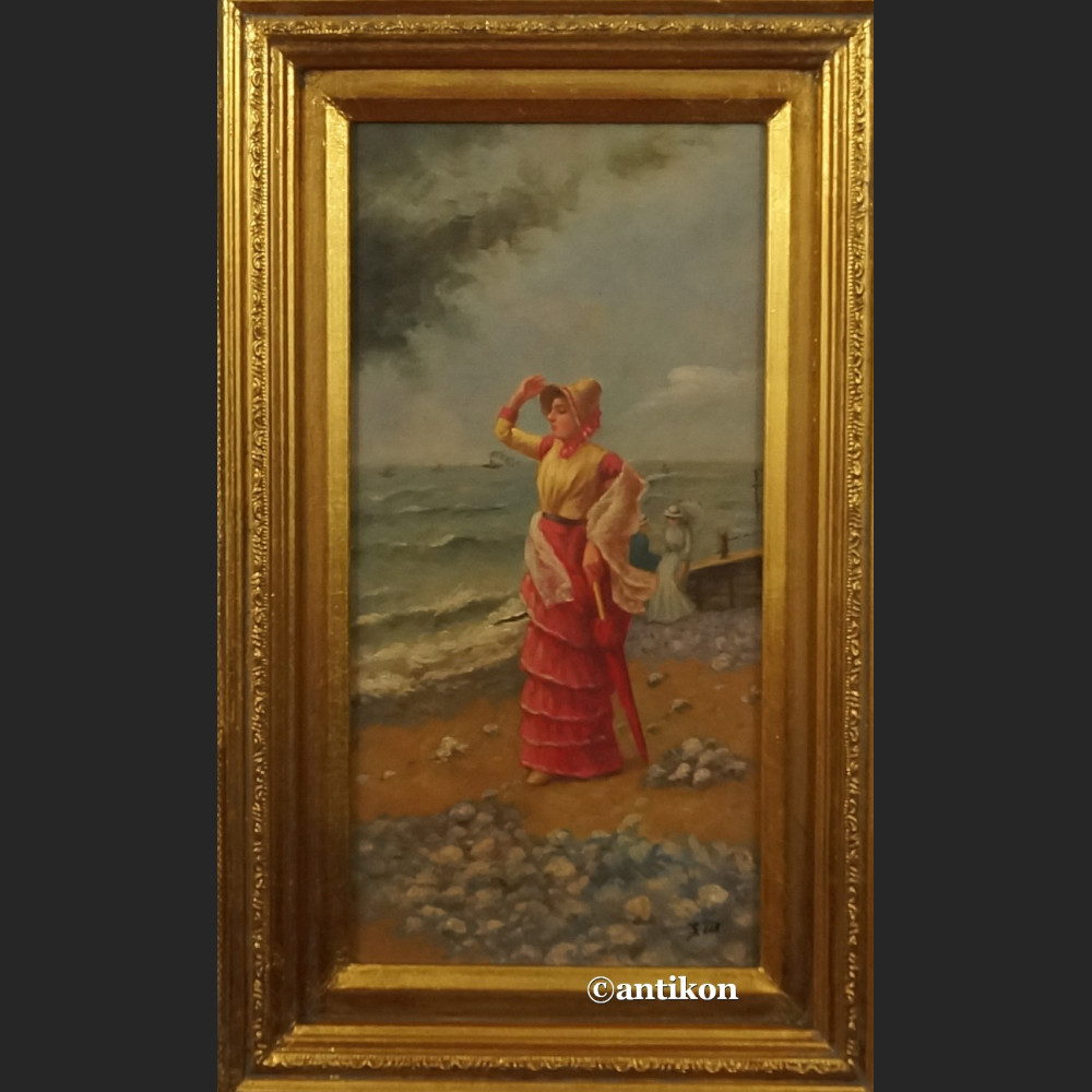 Obraz olejny Widok wybrzeża Damy na plaży Obraz olejny Widok wybrzeża Damy na plaży