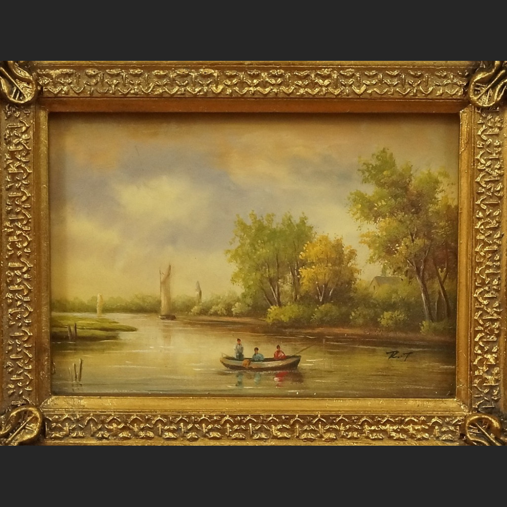 Obraz olejny krajobraz z jeziorem Obraz olejny krajobraz z jeziorem