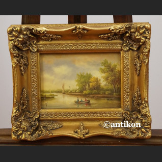 Obraz olejny krajobraz z jeziorem