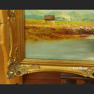 Obraz olejny alpejski pejzaż rzeki Inn