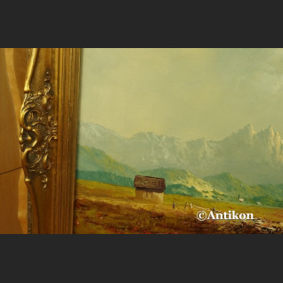 Obraz olejny alpejski pejzaż rzeki Inn