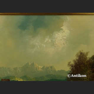 Obraz olejny alpejski pejzaż rzeki Inn