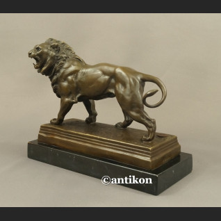 Rzeźba lew ryczący prawdziwy brąz duży sygnowany  Rzeźba lew ryczący prawdziwy brąz duży sygnowany