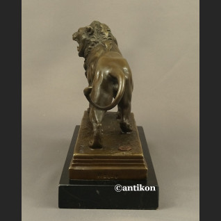 Rzeźba lew ryczący prawdziwy brąz duży sygnowany  Rzeźba lew ryczący prawdziwy brąz duży sygnowany