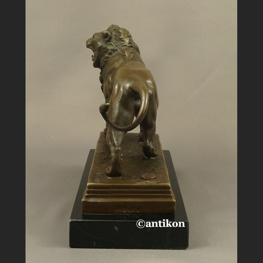 Rzeźba lew ryczący prawdziwy brąz duży sygnowany  Rzeźba lew ryczący prawdziwy brąz duży sygnowany