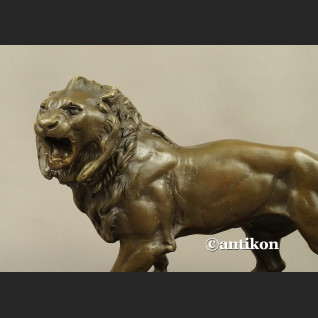 Rzeźba lew ryczący prawdziwy brąz duży sygnowany  Rzeźba lew ryczący prawdziwy brąz duży sygnowany