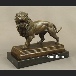 Rzeźba lew ryczący prawdziwy brąz duży sygnowany  Rzeźba lew ryczący prawdziwy brąz duży sygnowany