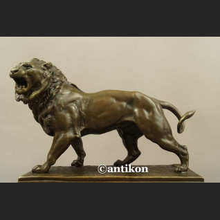 Rzeźba lew ryczący prawdziwy brąz duży sygnowany  Rzeźba lew ryczący prawdziwy brąz duży sygnowany