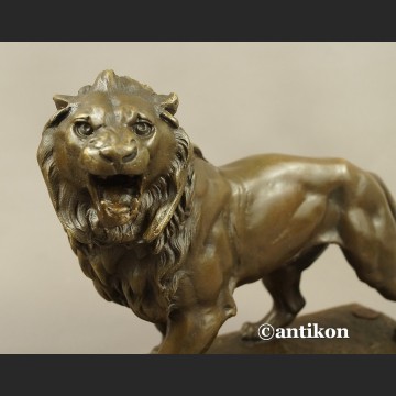 Rzeźba lew ryczący prawdziwy brąz duży sygnowany