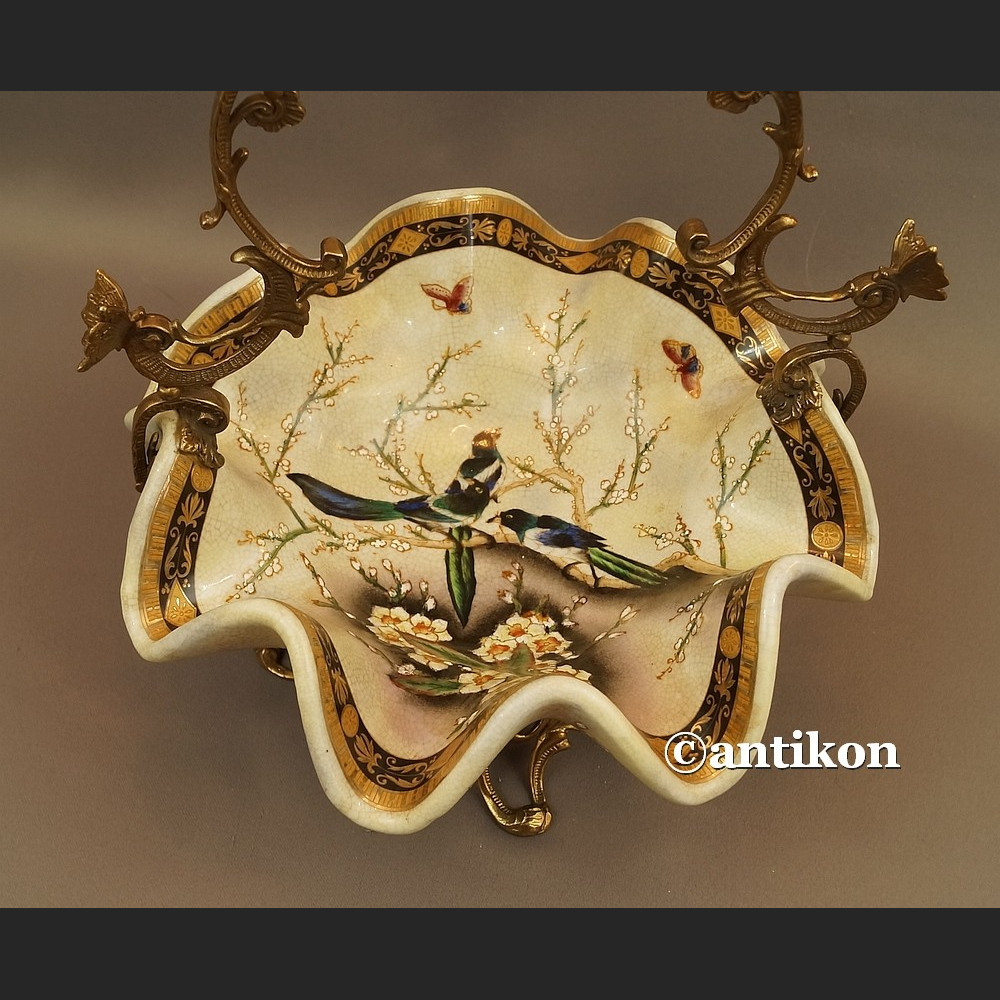 Patera na owoce koszyk porcelanowy z jaskółkami 