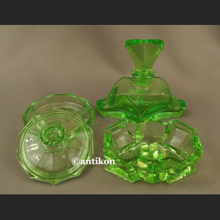 Zestaw Art Deco zielone szkło stare  Zestaw Art Deco zielone szkło stare