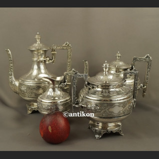 Posrebrzany serwis do kawy i herbaty A. Frenais  neobarokowy 