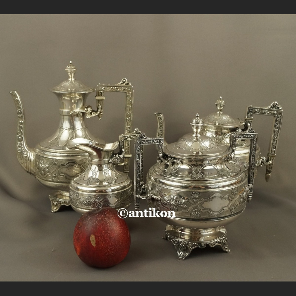 Posrebrzany serwis do kawy i herbaty A. Frenais  neobarokowy 