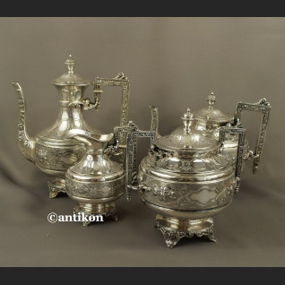 Posrebrzany serwis do kawy i herbaty A. Frenais  neobarokowy 