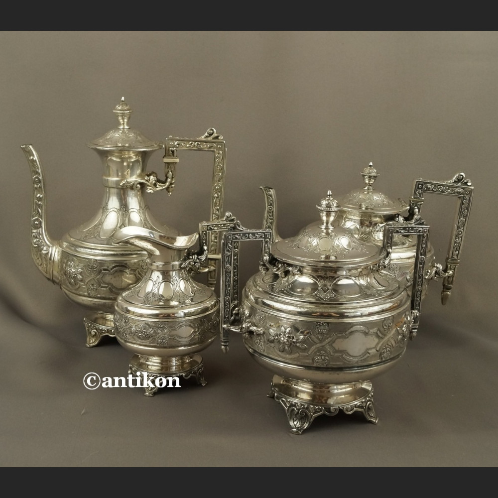 Posrebrzany serwis do kawy i herbaty A. Frenais  neobarokowy 