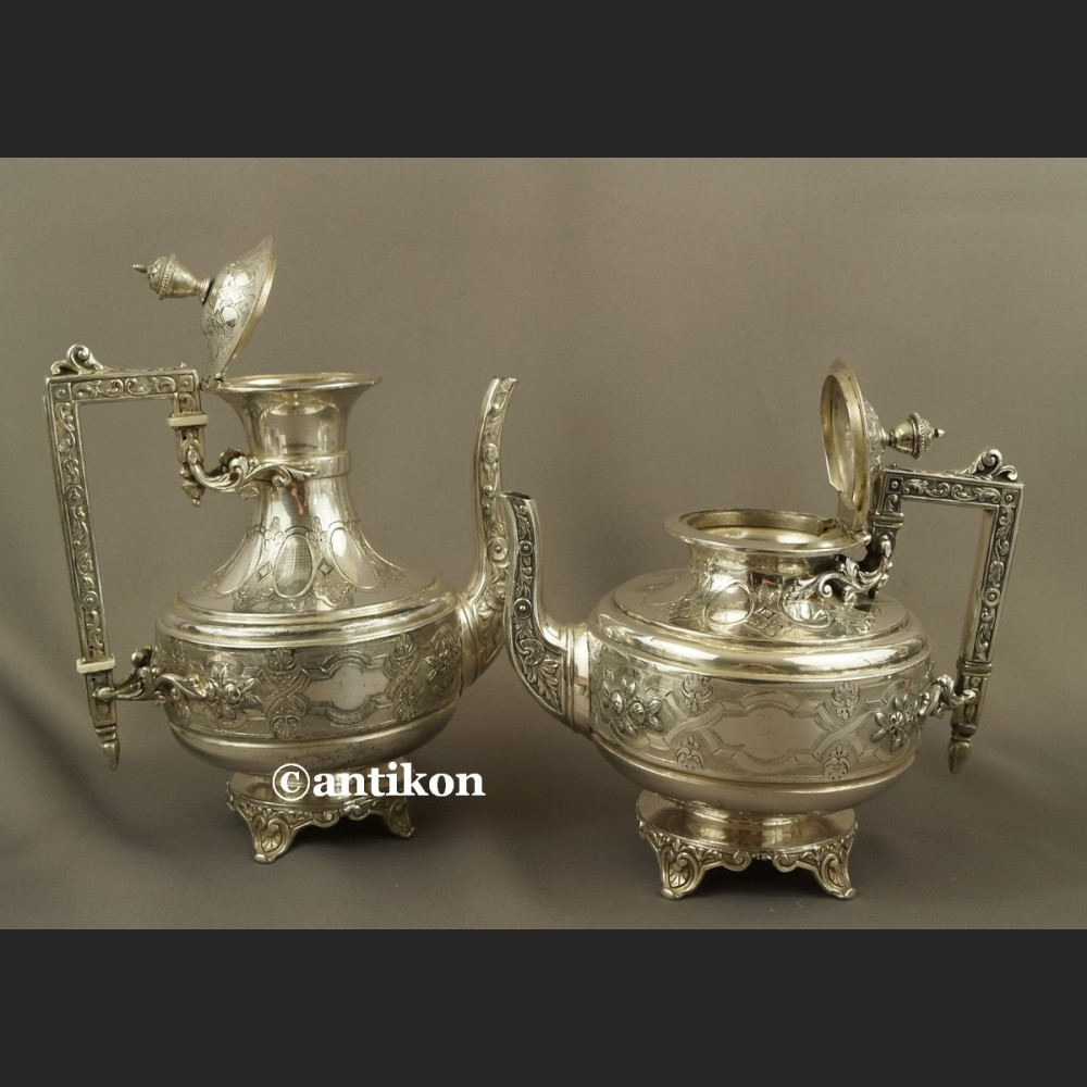 Posrebrzany serwis do kawy i herbaty A. Frenais  neobarokowy 