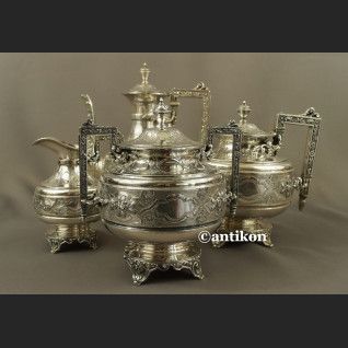 Posrebrzany serwis do kawy i herbaty A. Frenais  neobarokowy 