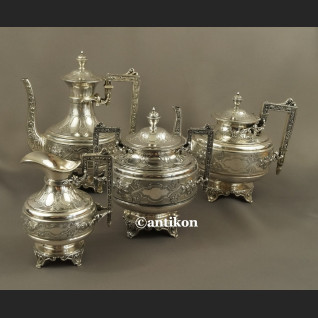 Posrebrzany serwis do kawy i herbaty A. Frenais  neobarokowy 