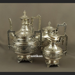 Posrebrzany serwis do kawy i herbaty A. Frenais  neobarokowy 