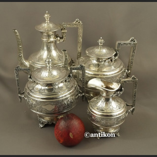 Posrebrzany serwis do kawy i herbaty A. Frenais  neobarokowy 