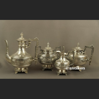 Posrebrzany serwis do kawy i herbaty A. Frenais  neobarokowy 