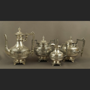 Posrebrzany serwis do kawy i herbaty A. Frenais  neobarokowy 