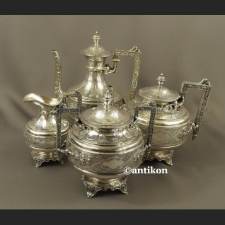 Posrebrzany serwis do kawy i herbaty A. Frenais  neobarokowy 