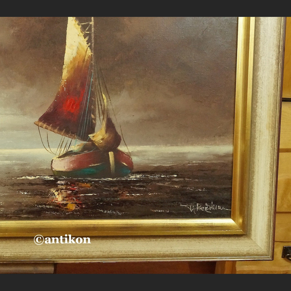 Obraz marynistyczny Łodzie  aukcyjne malarstwo  Obraz marynistyczny Łodzie  aukcyjne malarstwo